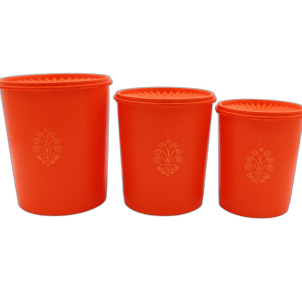 Vintage Tupperware Servalier Canister Set 805 807 809 Harvest Orange w Lids